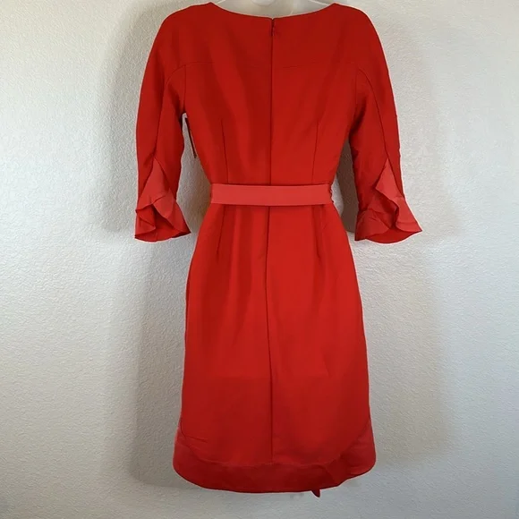 Banana Republic Red Flounce Sleeve Midi Dress Size 2P NWT - Picture 5 of 8